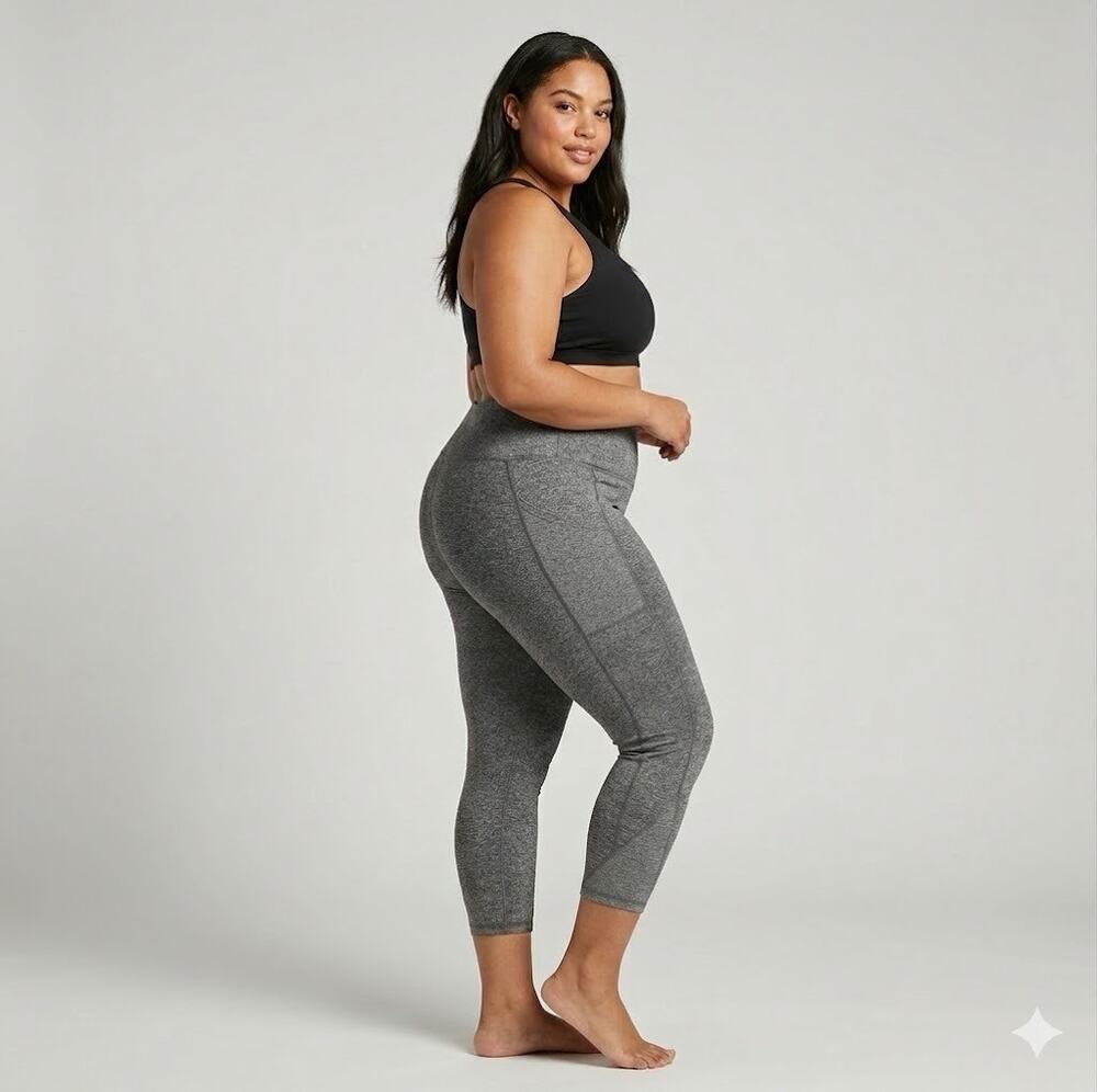 Leggings W SZ XL Grey High Rise Pockets Athletic Yoga Pants Mondetta Gym Sporty